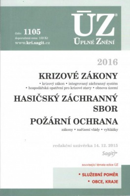 ÚZ č.1105 Krizové zákony, HZS, Požární ochrana 2016