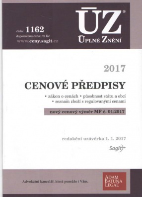 ÚZ č.1162 Cenové předpisy 2017