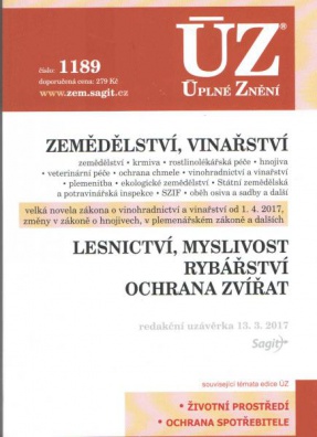 ÚZ č.1189 Zemědělství, Vinařství, Lesnictví, Myslivost, Rybářství, Ochrana zvířat 2017