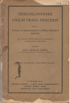 Československé civilní právo procesní. Díl I. Nauka o organizaci a příslušnosti soudů