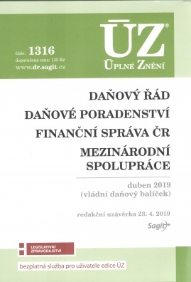 ÚZ č.1316 Daňový řád, Finanční správa, Daňové poradenství, Platby v hotovosti