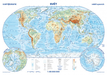 Svět reliéf a povrch 1 : 85 000 000