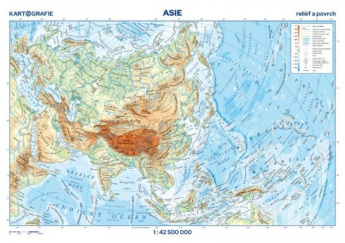 Asie - reliéf a povrch 1:42 500 000 nástěnná mapa