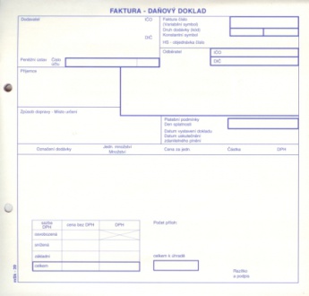 Faktura 2/3 A4 s tabulkou na rozpis DPH 39