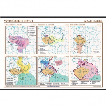 Vývoj českého státu I (od 9. do 16. století) mapa