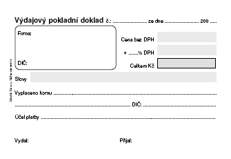 Výdajový pokladní doklad A6 BT