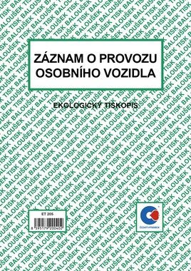 Záznam o provozu os.vozidla A5 nečíslovaný ET205