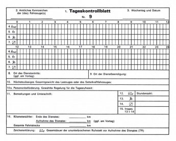 Persönliches Kontrollbuch für das Fahrpersonal im Strassenverkehr