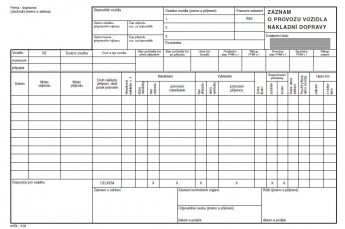 Záznam o provozu vozidla nákladní dopravy/318/ A4 copy