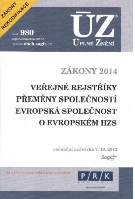 ÚZ č.980 Veřejné rejstříky, přeměny společností - zákony po rekodifikaci 2014