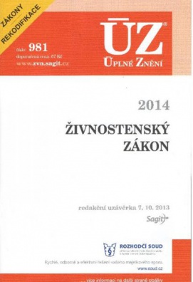 ÚZ č.981 Živnostenský zákon - zákony po rekodifikaci 2014