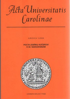 Acta Universitatis Carolinae Iuridica 1/2008 Pocta Zdeňku Kučerovi k 80. narozeninám