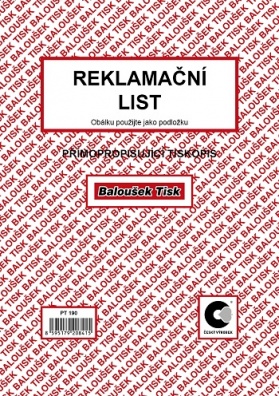 Reklamační list A5/ PT190/